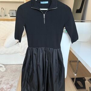 Prada Black Midi Dress with Zip Collar